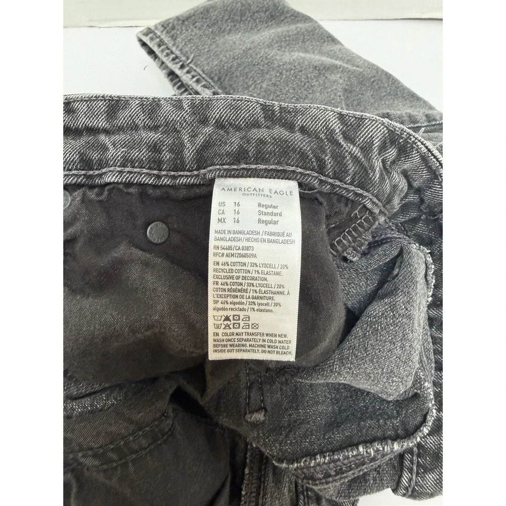 American Eagle Stretch Mid-Rise Curvy Straight Gray Denim Jeans Size 16 READ
